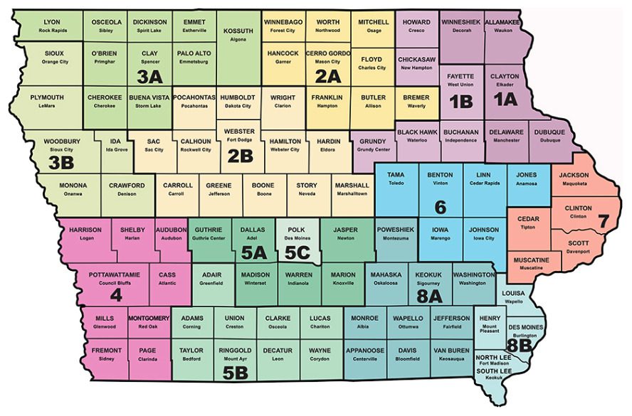 Iowa Judicial Branch map of district courts